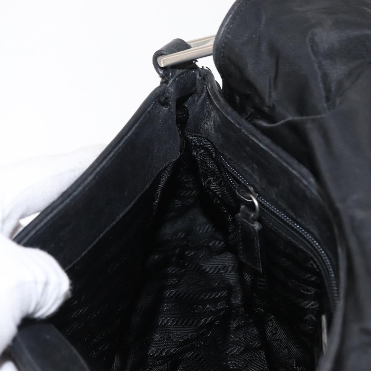 PRADA Shoulder Bag Nylon Black Silver Auth 151705
