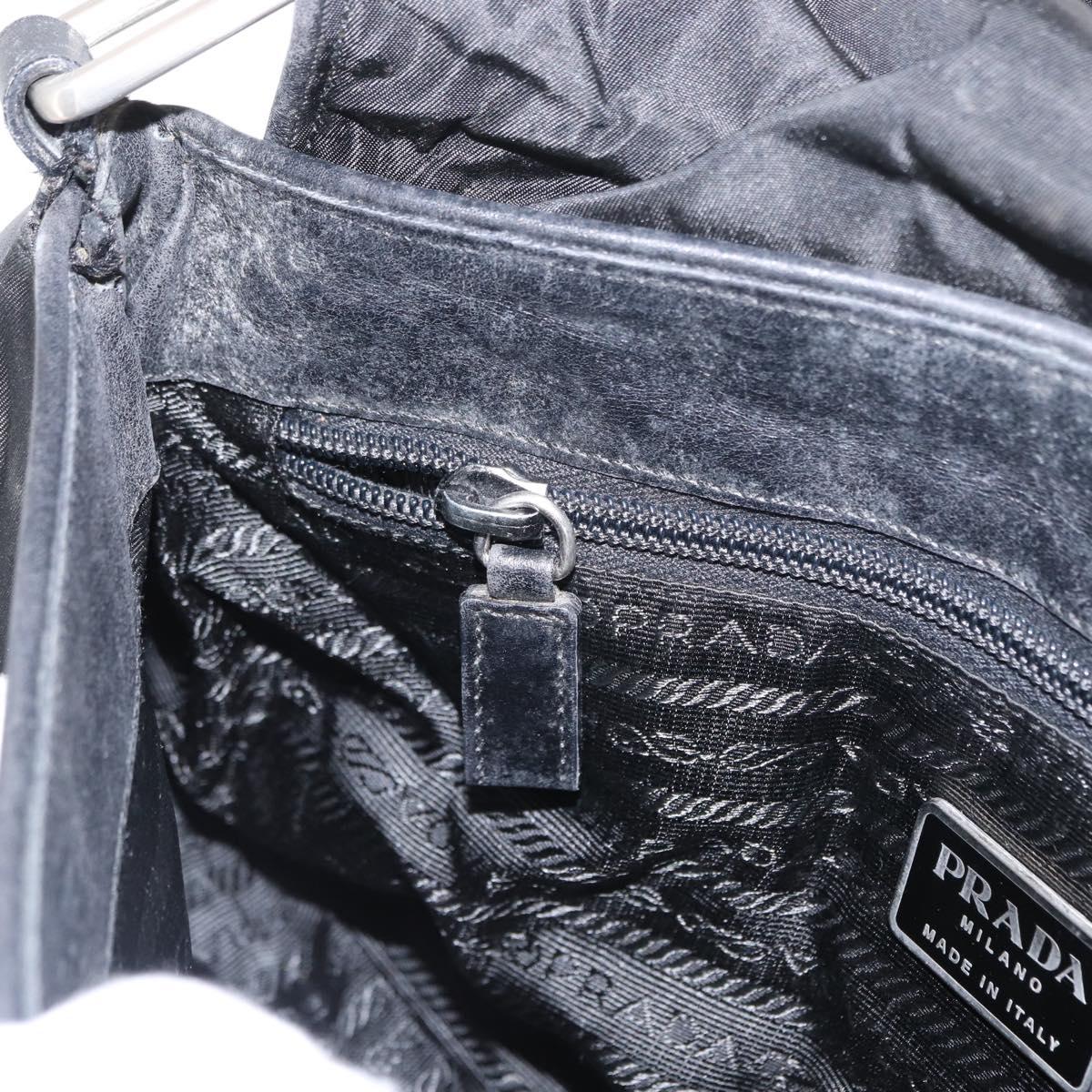PRADA Shoulder Bag Nylon Black Silver Auth 151705