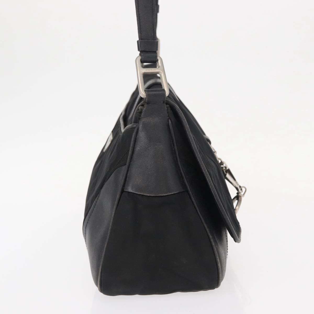 PRADA Shoulder Bag Nylon Black Silver Auth 151705