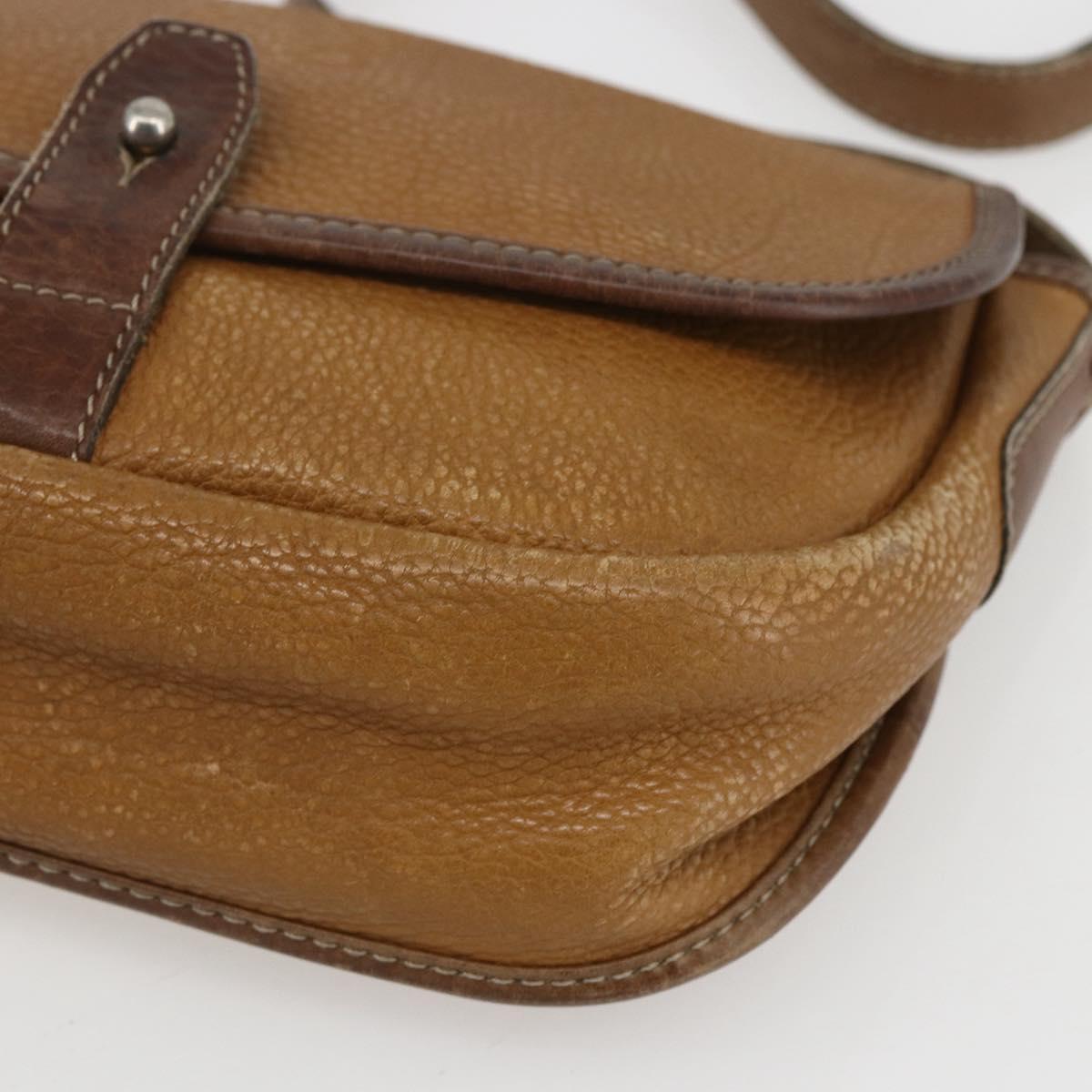 LOEWE Anagram Shoulder Bag Leather Beige Gold Auth 151706