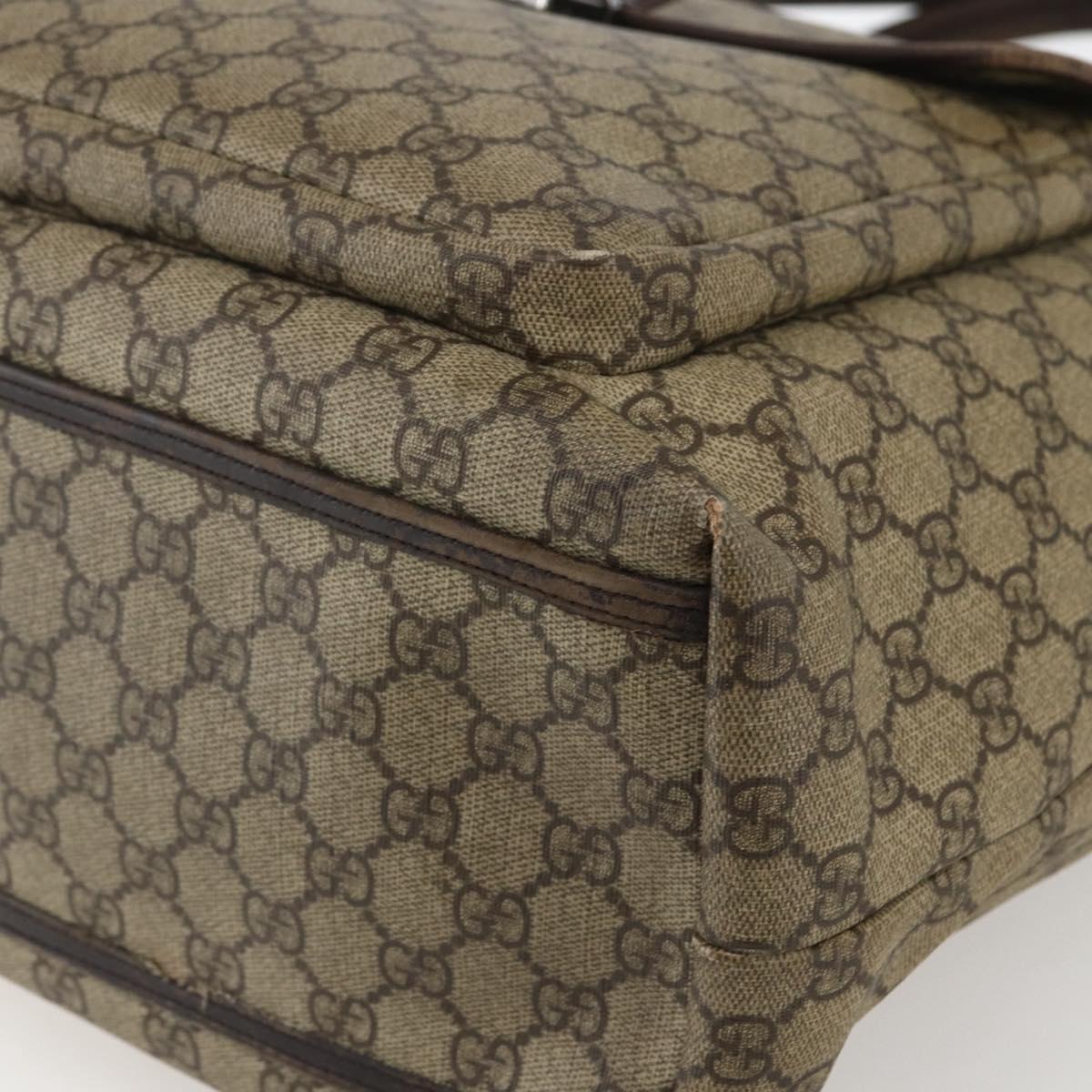 GUCCI GG Supreme Tote Bag PVC Beige Silver 108832 Auth 151708