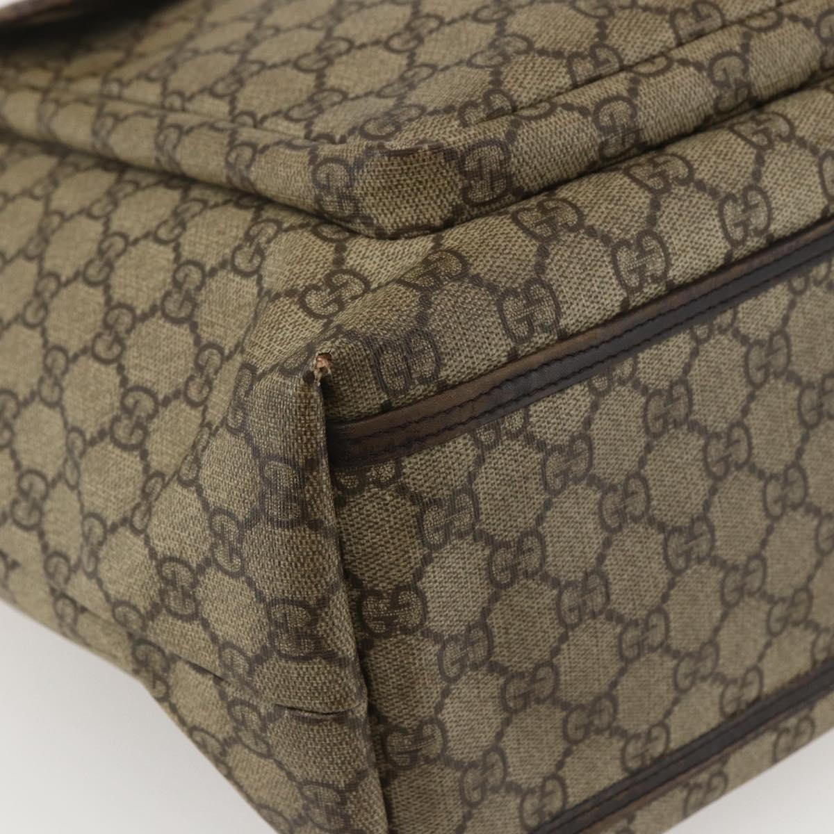 GUCCI GG Supreme Tote Bag PVC Beige Silver 108832 Auth 151708