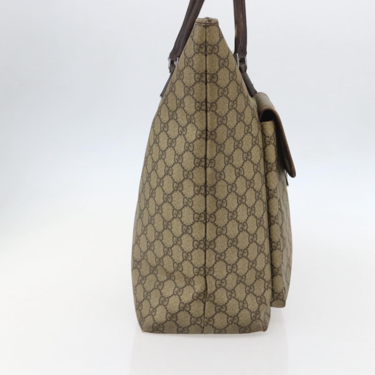 GUCCI GG Supreme Tote Bag PVC Beige Silver 108832 Auth 151708