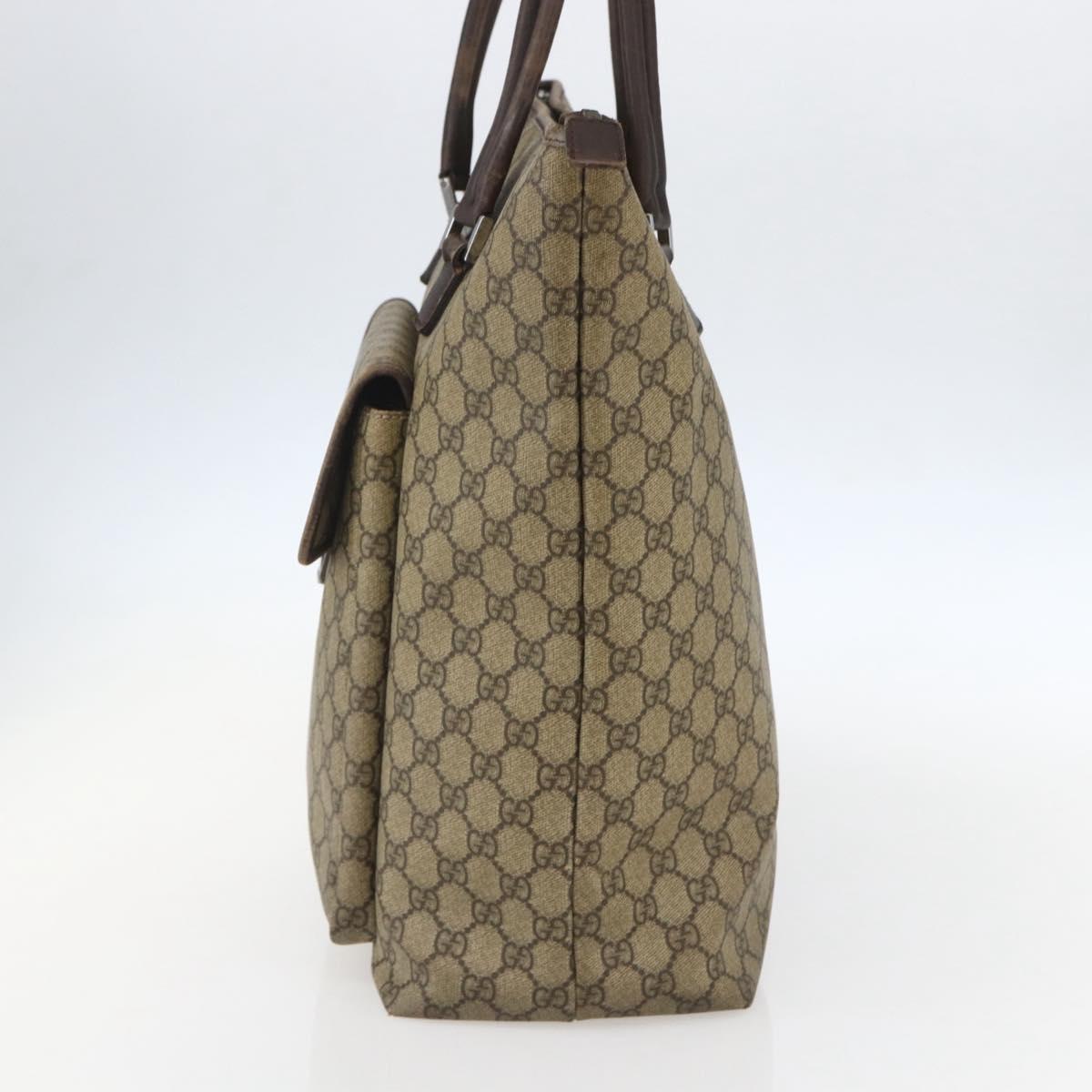 GUCCI GG Supreme Tote Bag PVC Beige Silver 108832 Auth 151708