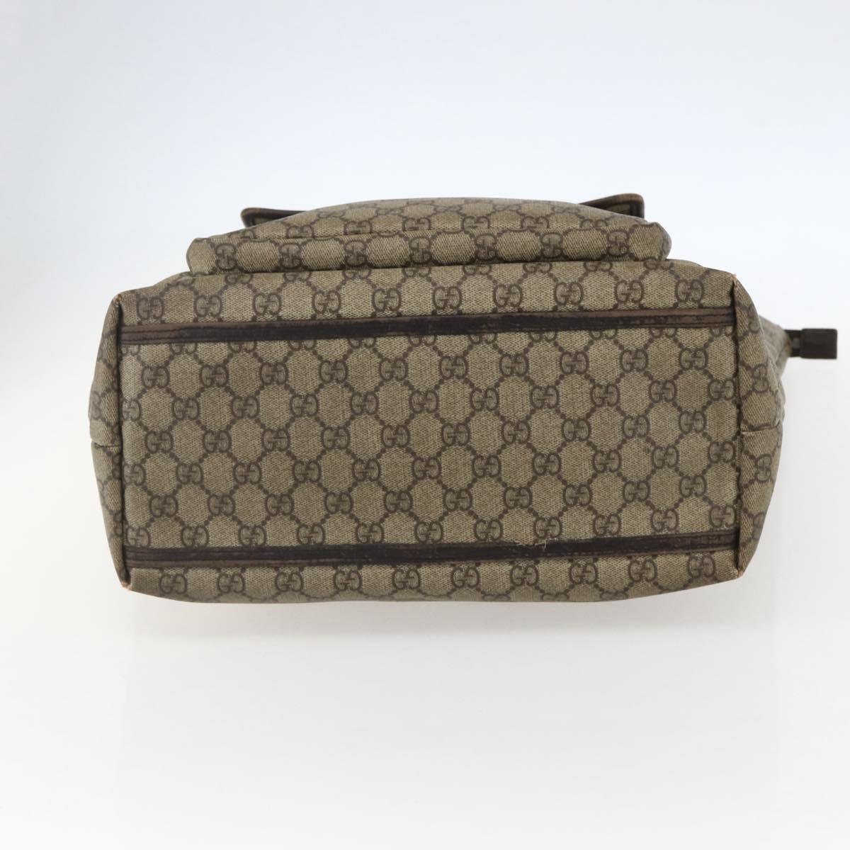 GUCCI GG Supreme Tote Bag PVC Beige Silver 108832 Auth 151708