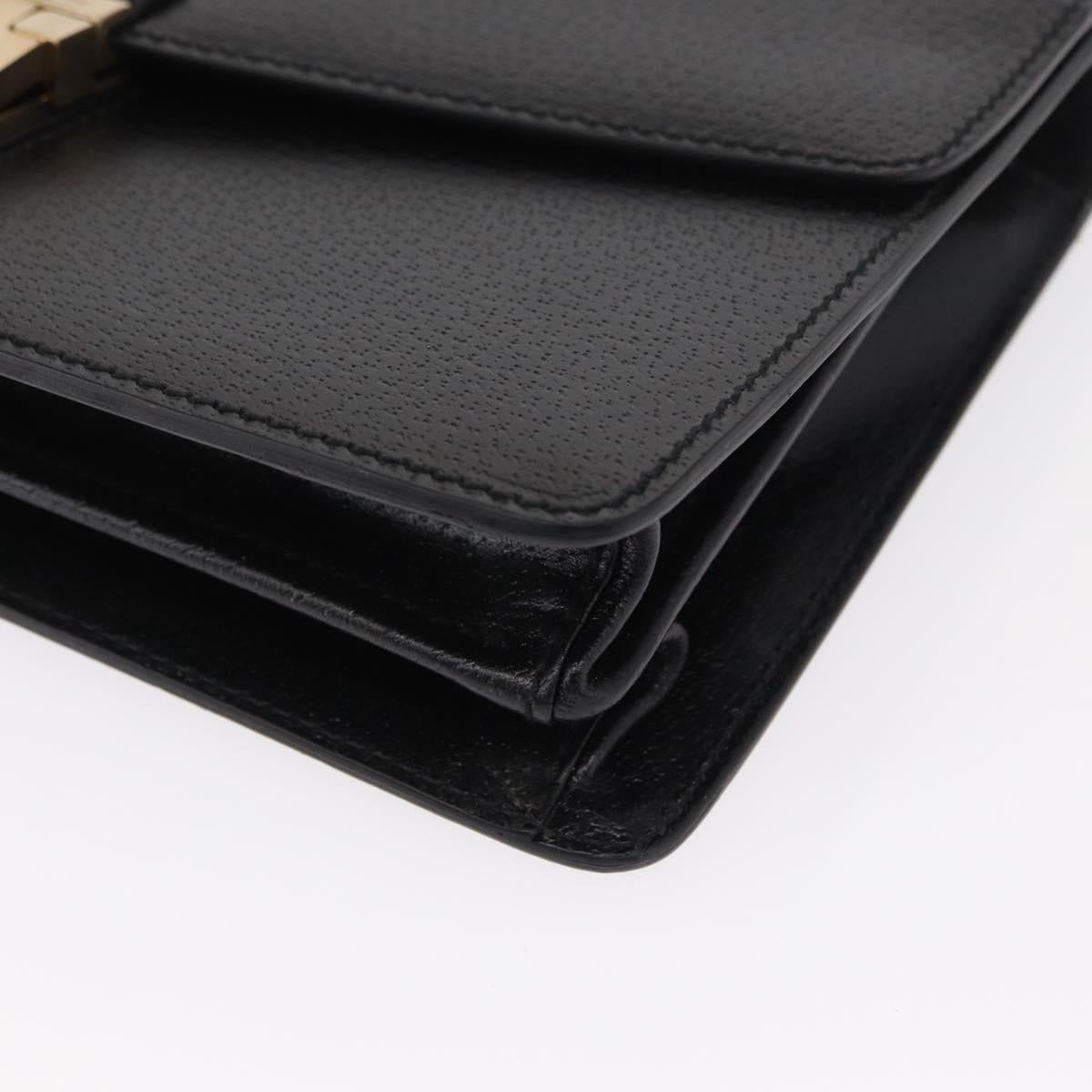 Salvatore Ferragamo Clutch Bag Leather Black Gold Auth 151716