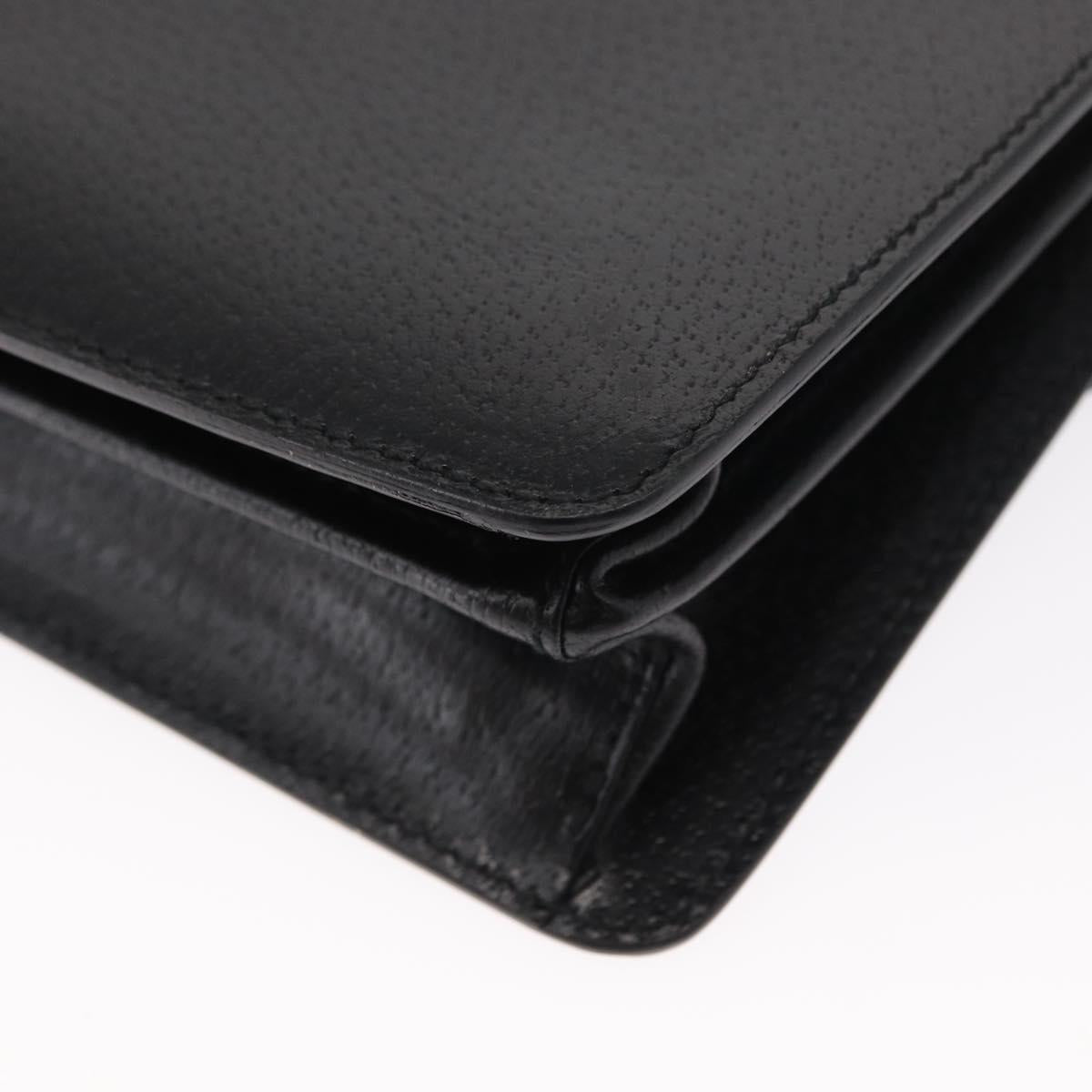 Salvatore Ferragamo Clutch Bag Leather Black Gold Auth 151716