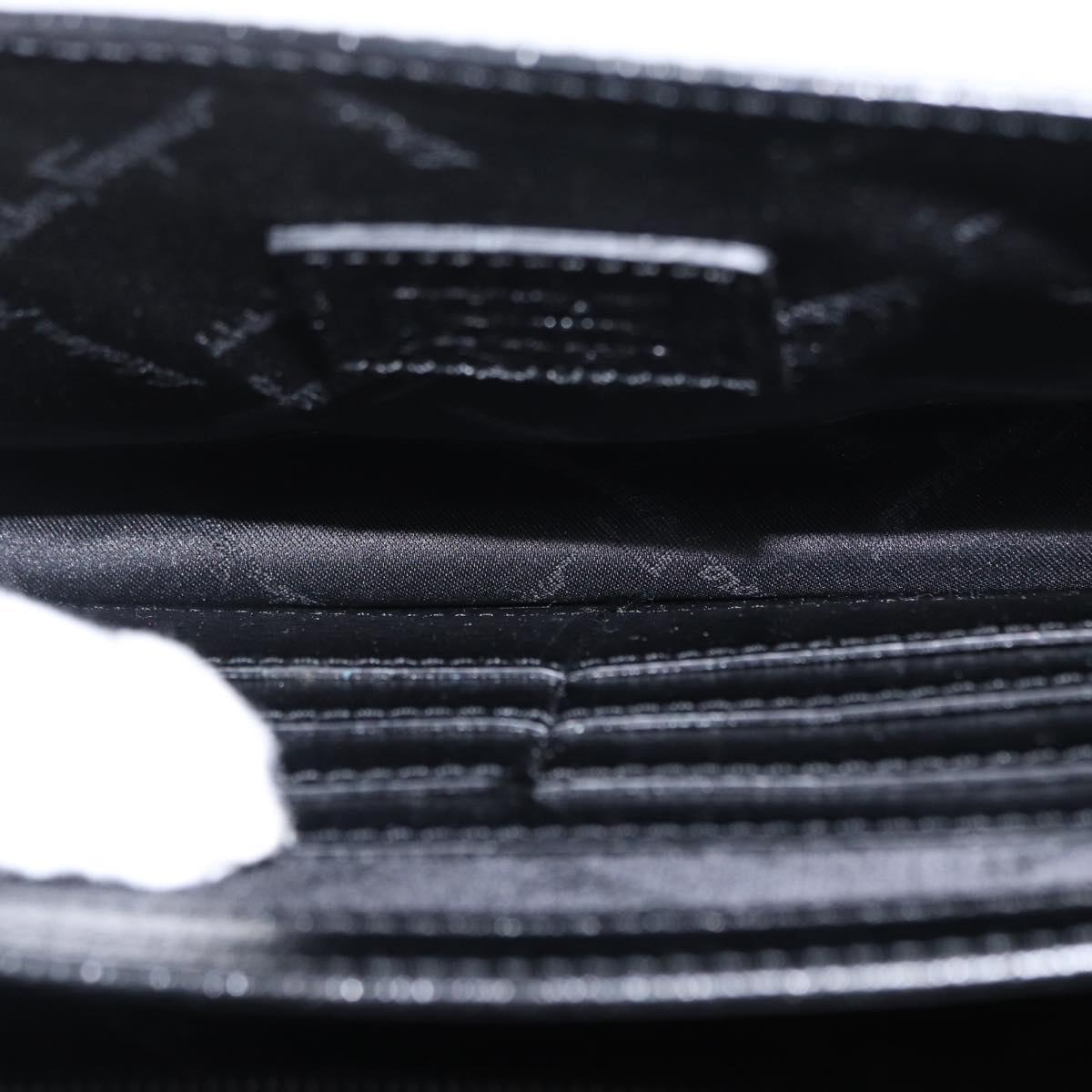 Salvatore Ferragamo Clutch Bag Leather Black Gold Auth 151716