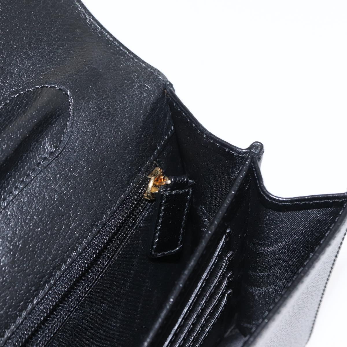 Salvatore Ferragamo Clutch Bag Leather Black Gold Auth 151716