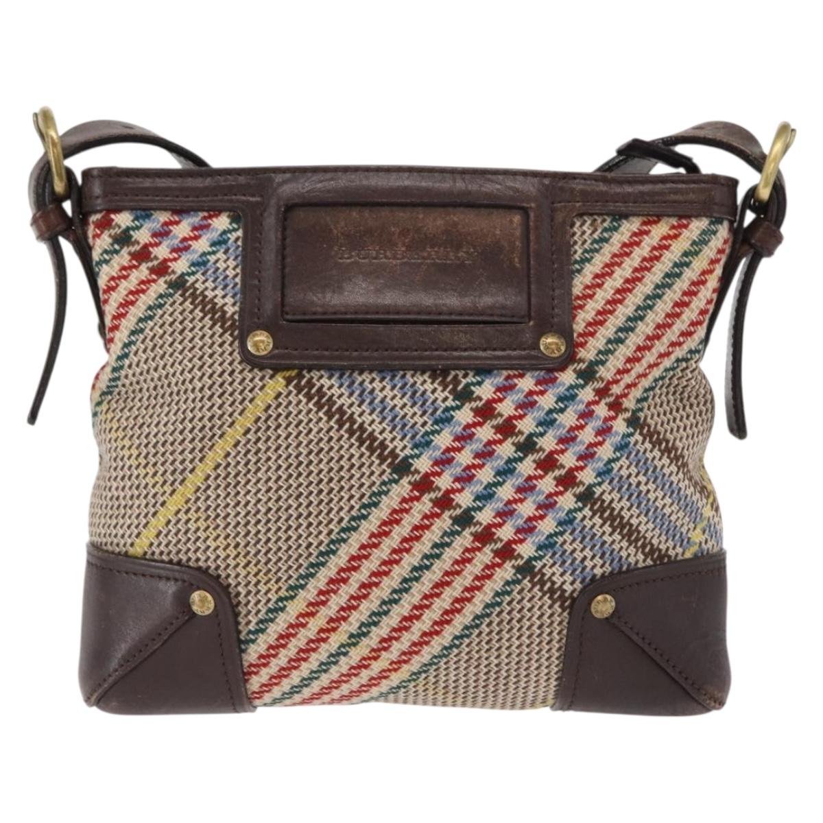 BURBERRY Nova Check Shoulder Bag Canvas Brown Gold Auth 151717