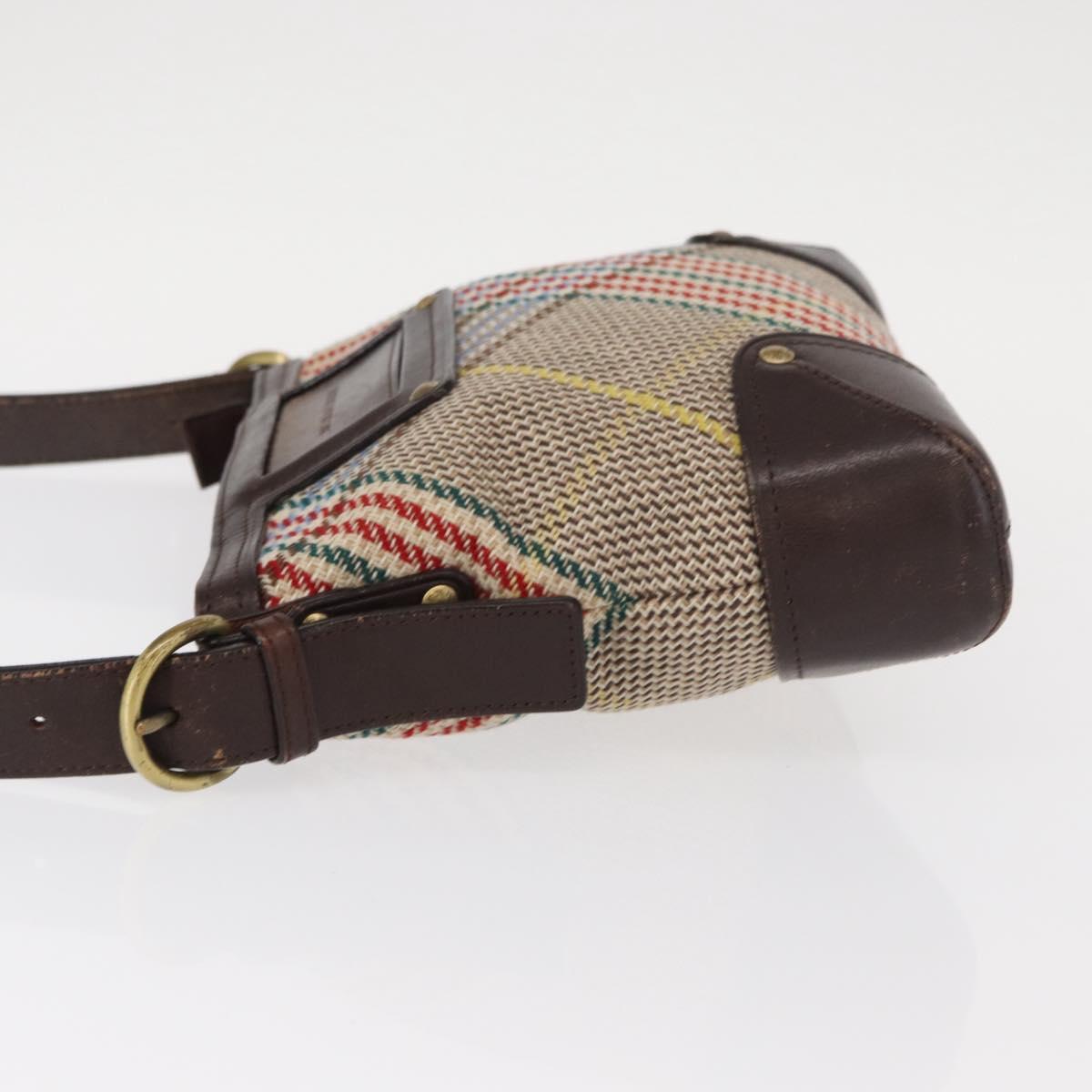 BURBERRY Nova Check Shoulder Bag Canvas Brown Gold Auth 151717