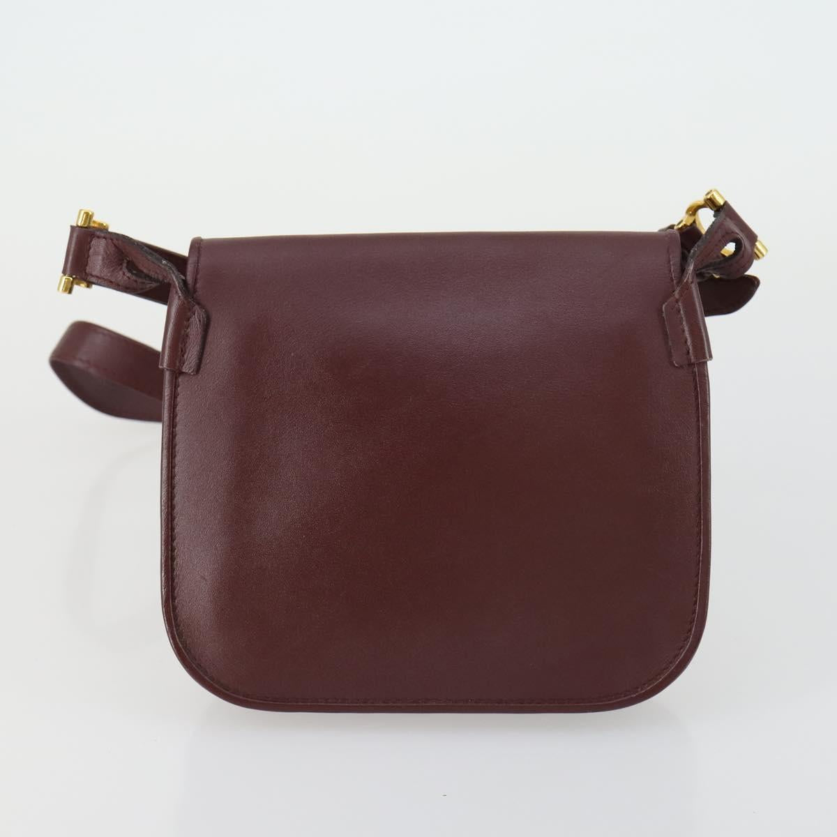 CARTIER Shoulder Bag Leather 2 Set Bordeaux Auth 151718