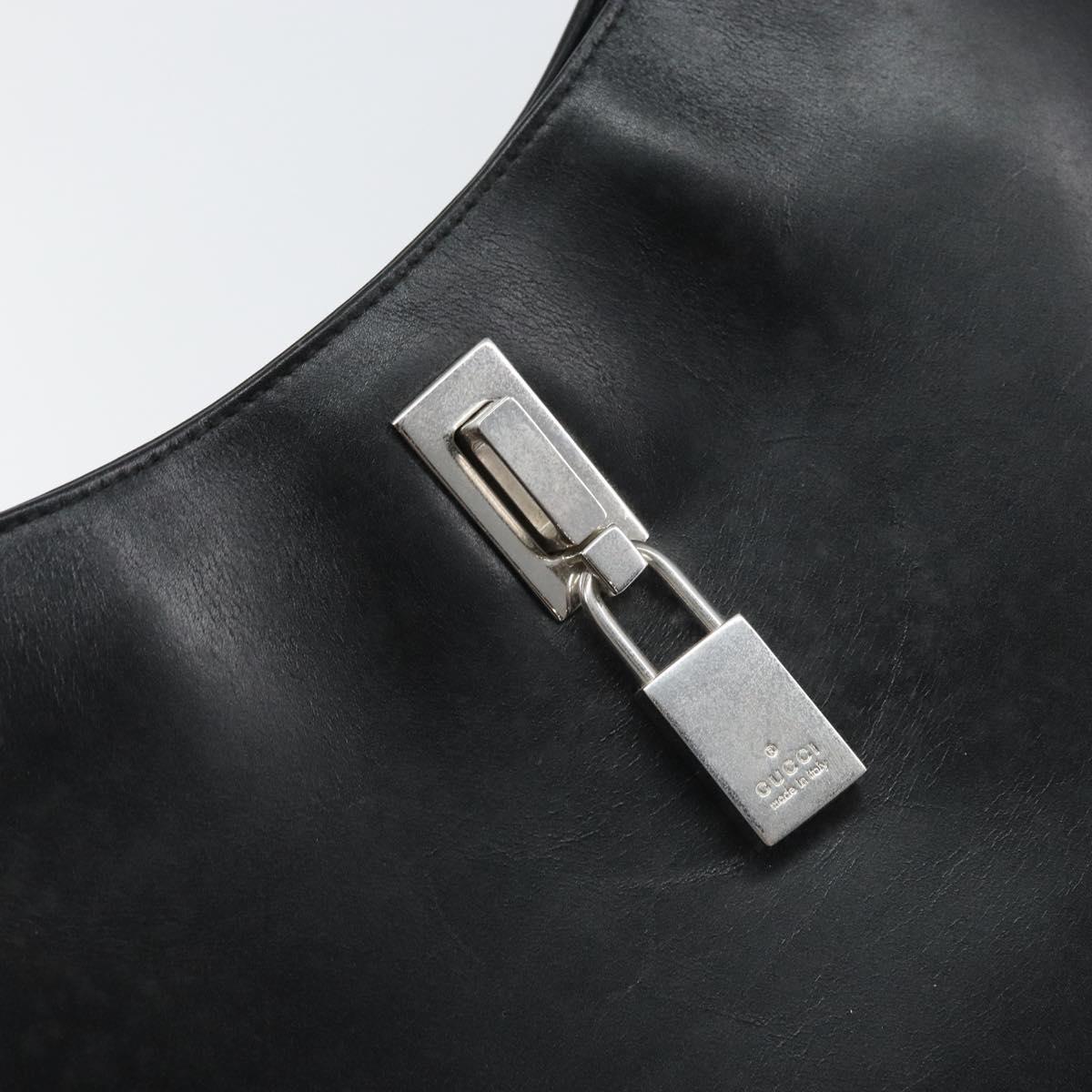 GUCCI Shoulder Bag Leather Black Silver Auth 151719