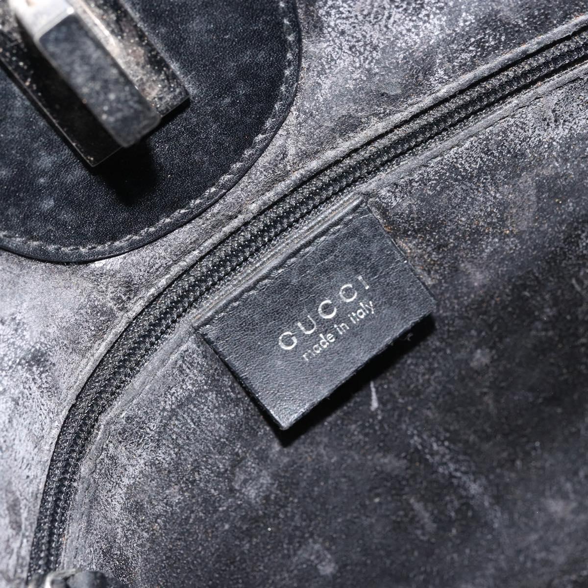 GUCCI Shoulder Bag Leather Black Silver Auth 151719