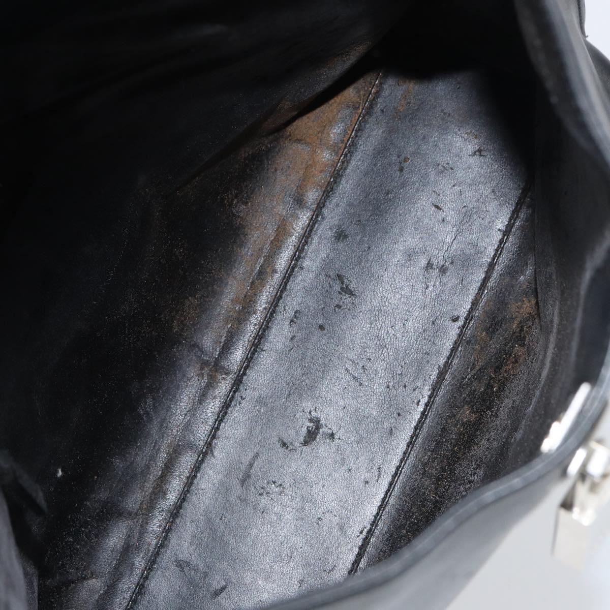 GUCCI Shoulder Bag Leather Black Silver Auth 151719