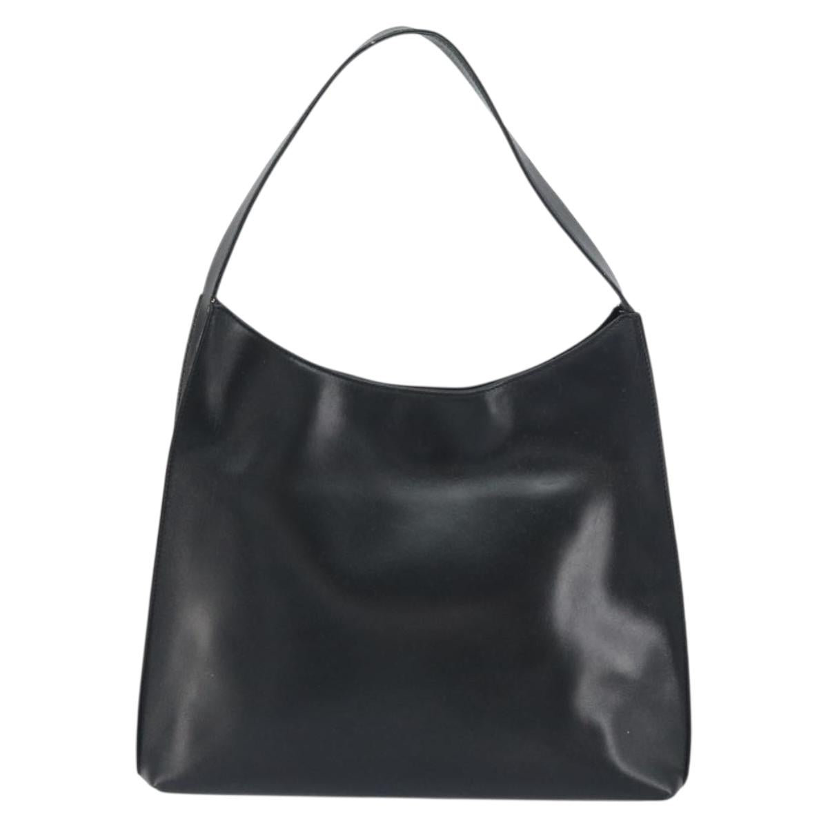 GUCCI Shoulder Bag Leather Black Silver Auth 151719