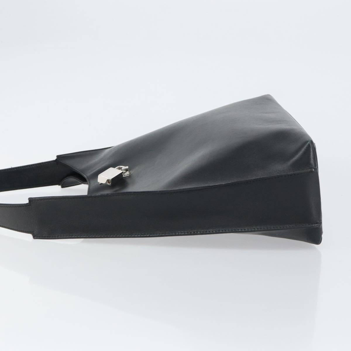 GUCCI Shoulder Bag Leather Black Silver Auth 151719