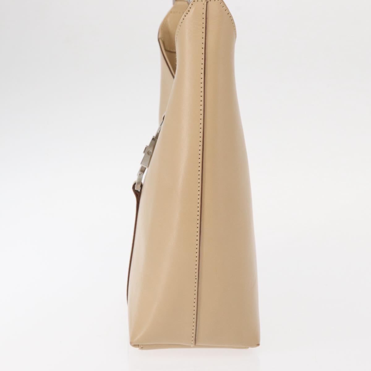 GUCCI Jackie Shoulder Bag Leather Beige Silver 001 3875 Auth 151720