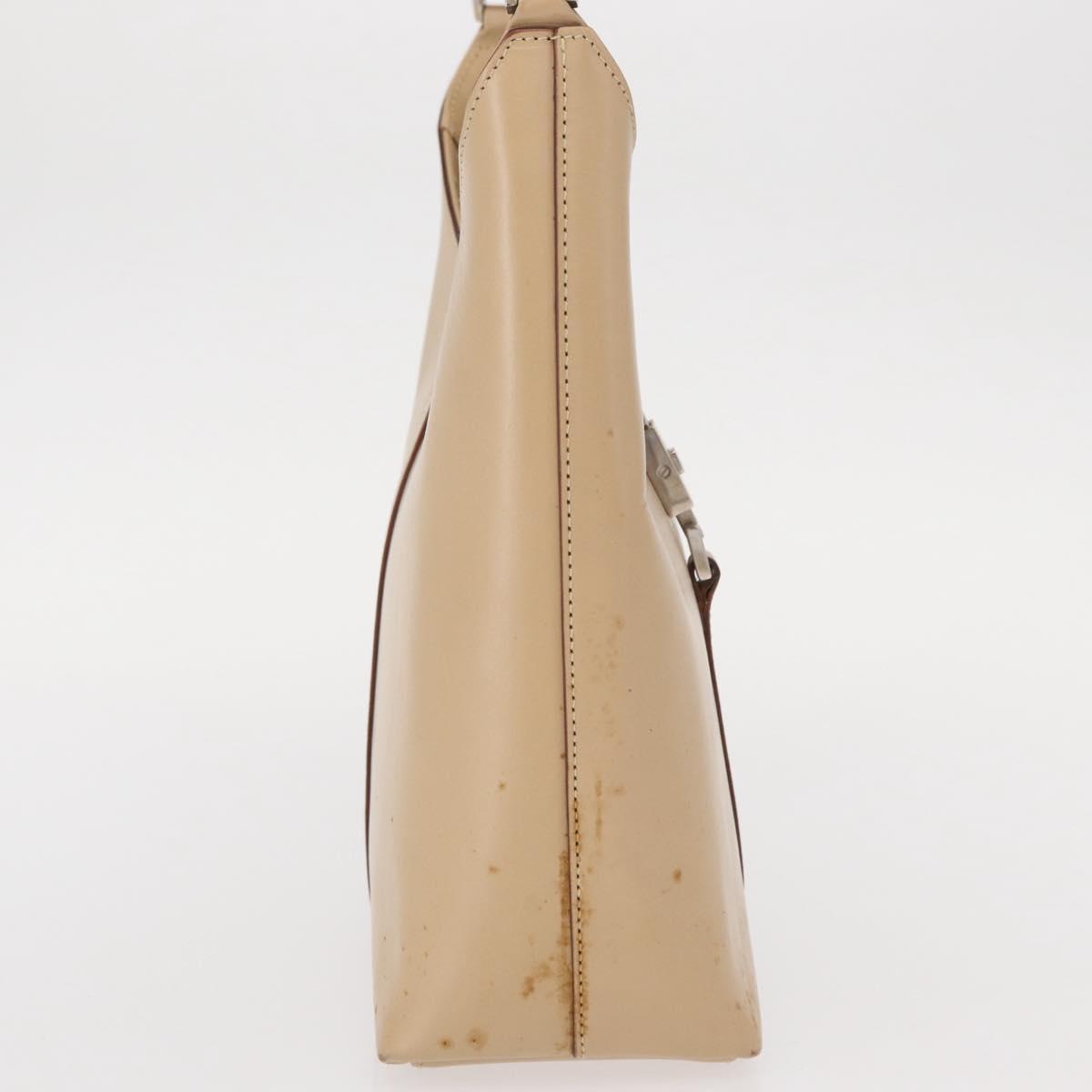 GUCCI Jackie Shoulder Bag Leather Beige Silver 001 3875 Auth 151720