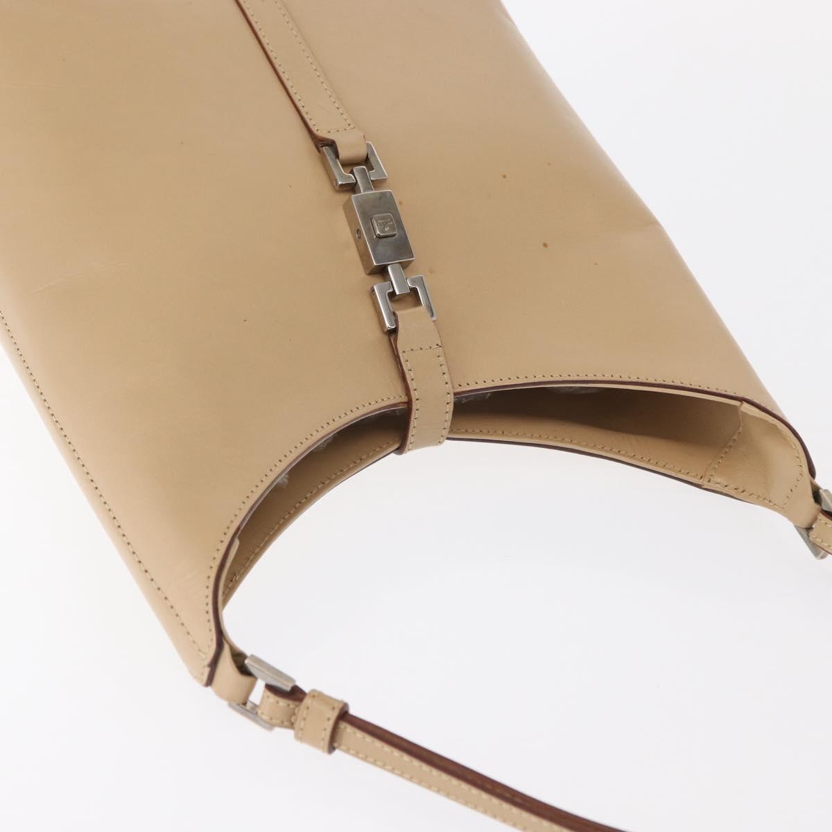 GUCCI Jackie Shoulder Bag Leather Beige Silver 001 3875 Auth 151720