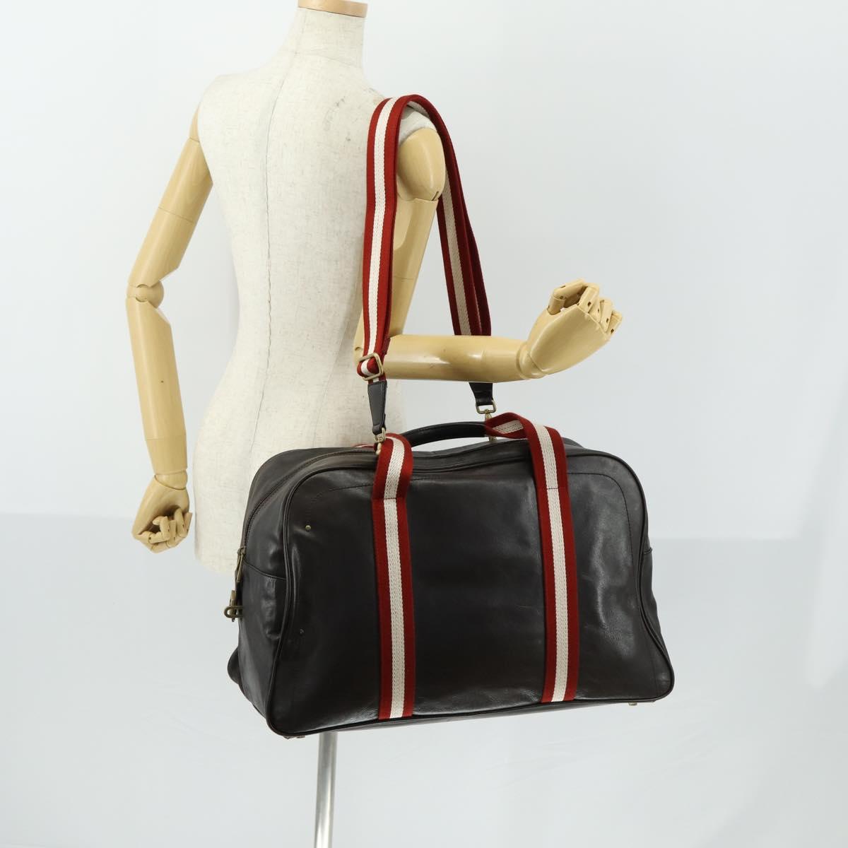 BALLY Boston Bag Leather 2way Brown Auth 151721