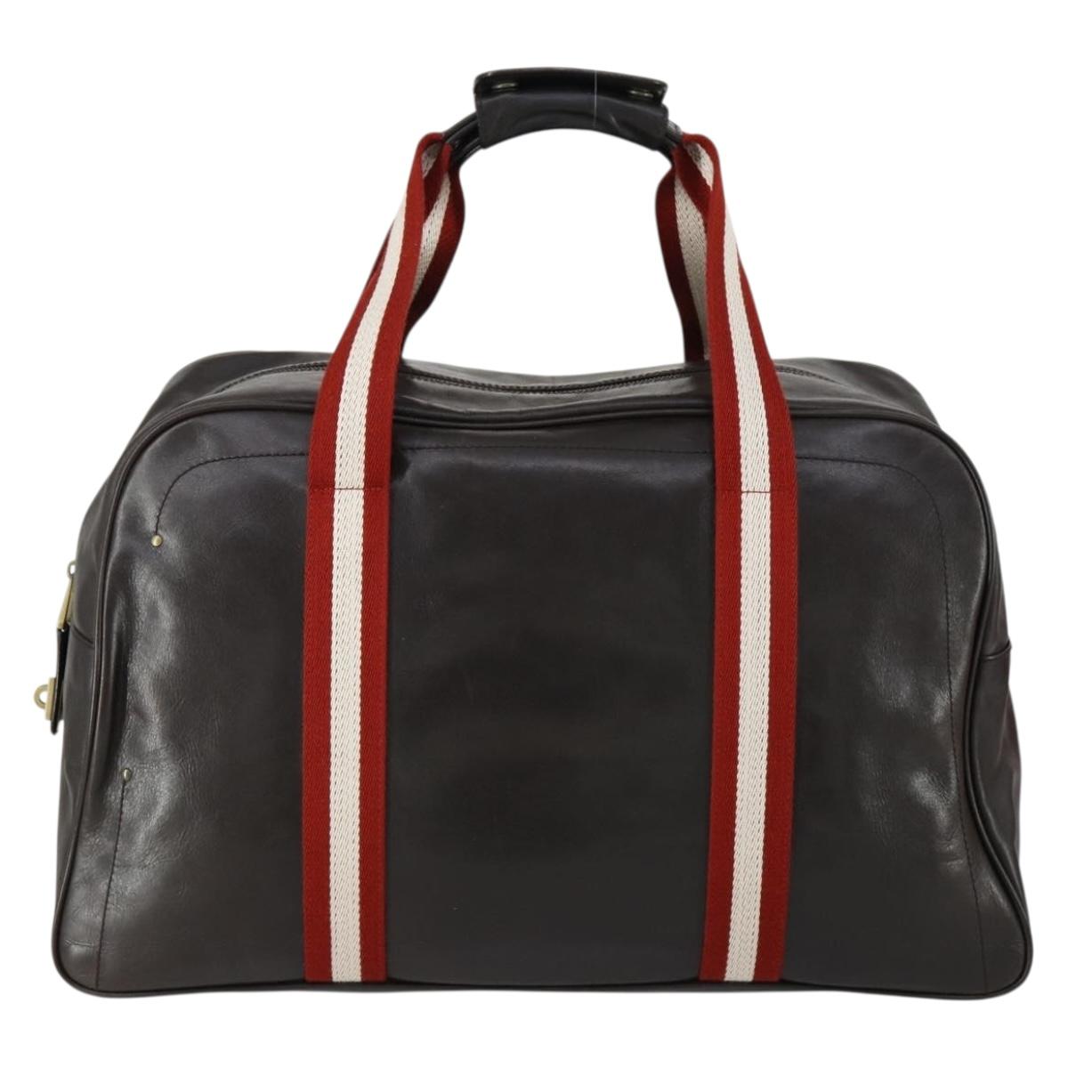 BALLY Boston Bag Leather 2way Brown Auth 151721