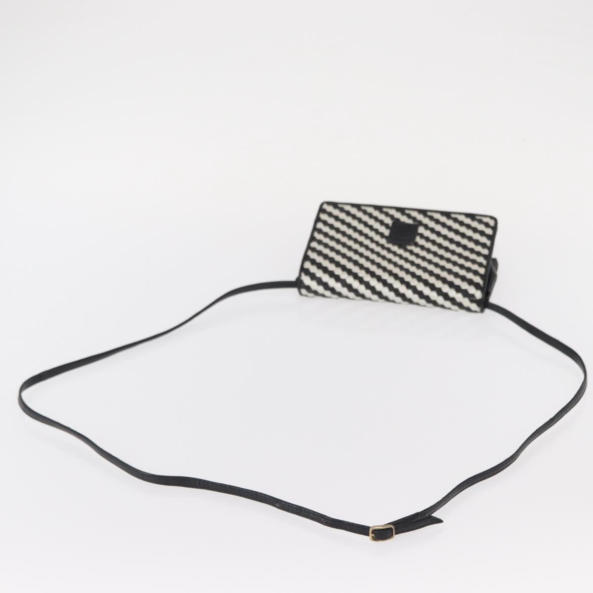 FENDI Shoulder Bag Leather Black White Auth 151723