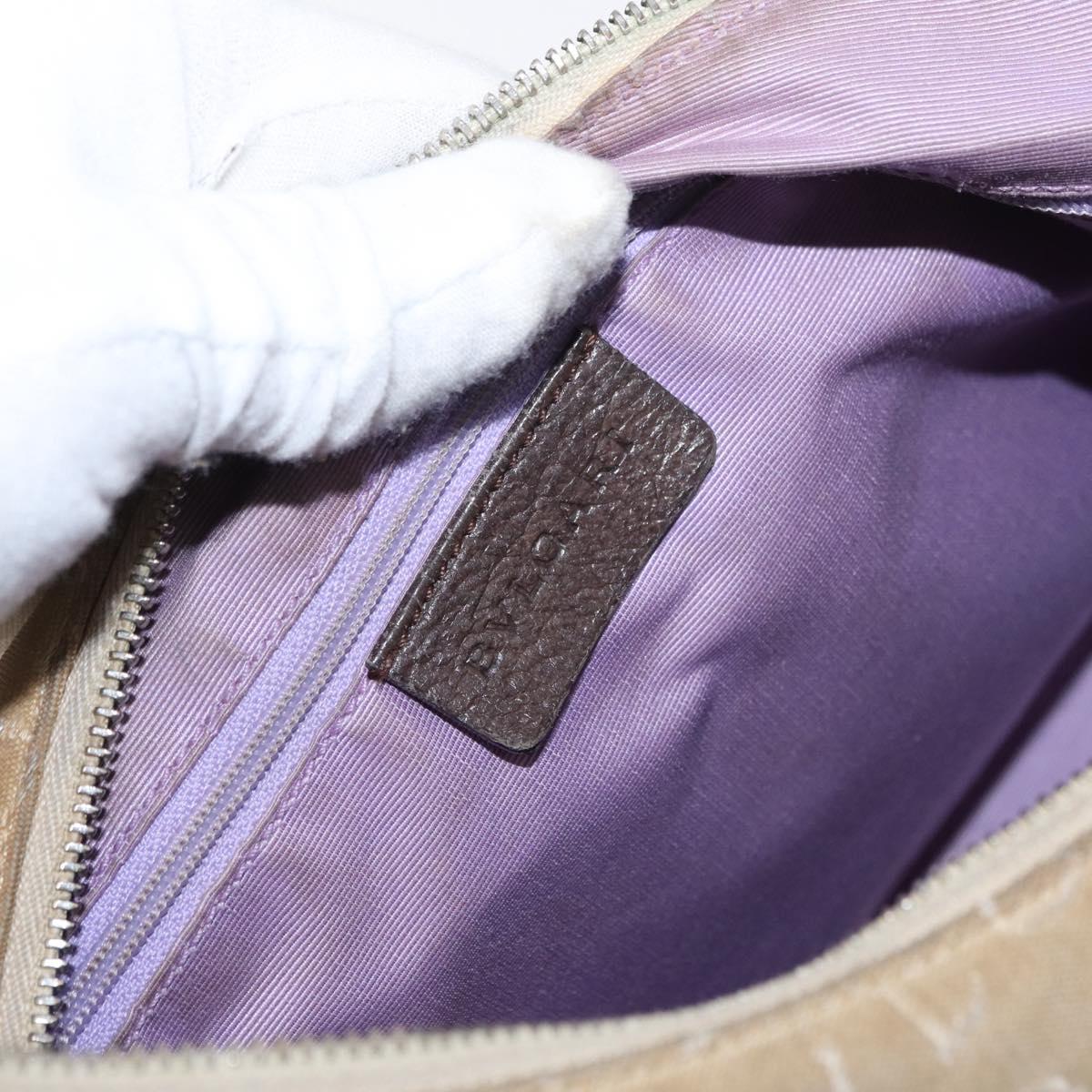 BVLGARI Shoulder Bag Canvas Beige Silver Auth 151725