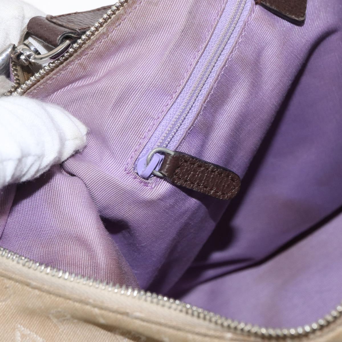 BVLGARI Shoulder Bag Canvas Beige Silver Auth 151725