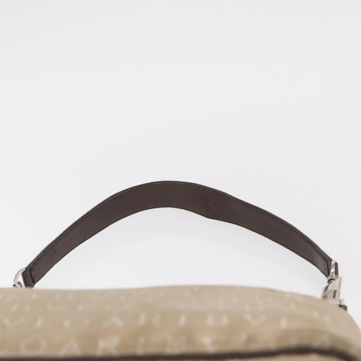 BVLGARI Shoulder Bag Canvas Beige Silver Auth 151725