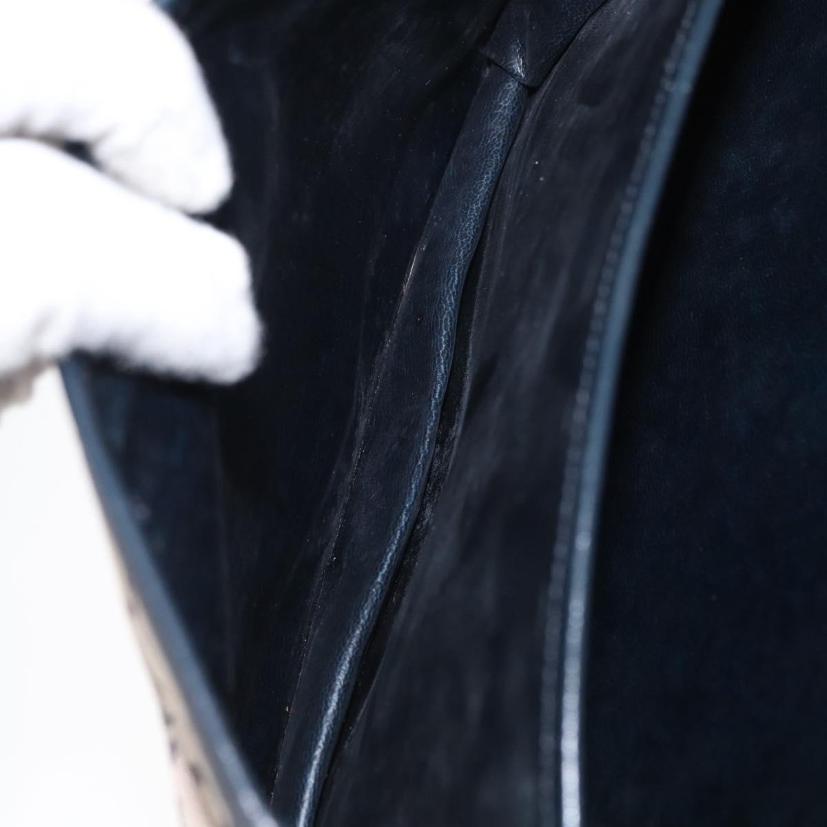 CELINE C Sulky Shoulder Bag Canvas Navy Gold Auth 151728