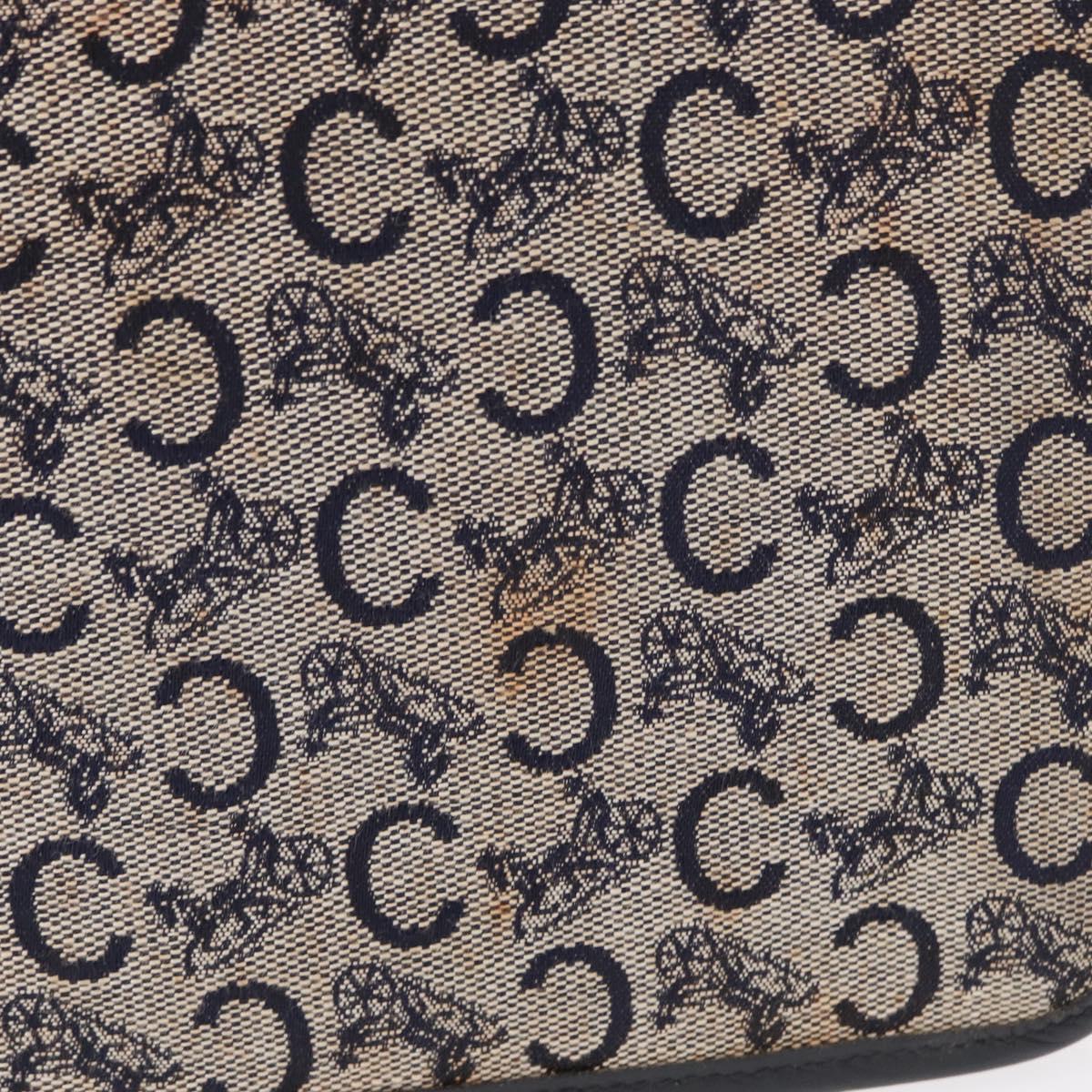 CELINE C Sulky Shoulder Bag Canvas Navy Gold Auth 151728