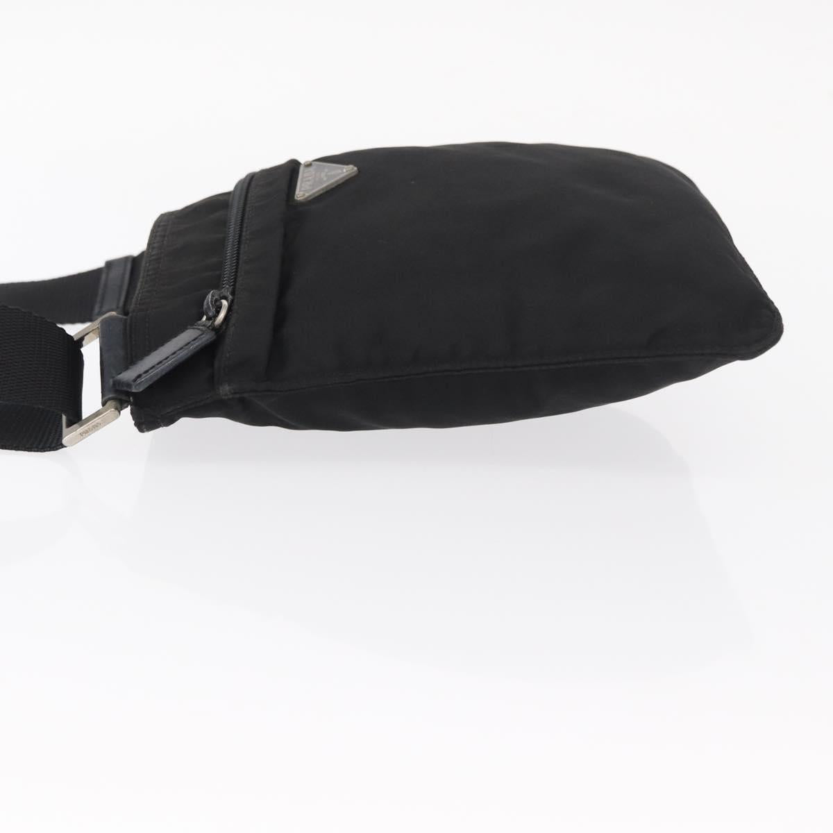 PRADA Shoulder Bag Nylon Black Silver Auth 151729