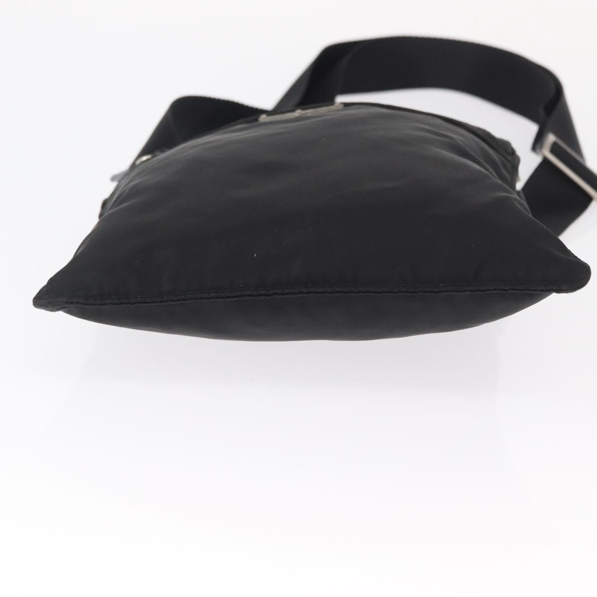 PRADA Shoulder Bag Nylon Black Silver Auth 151729