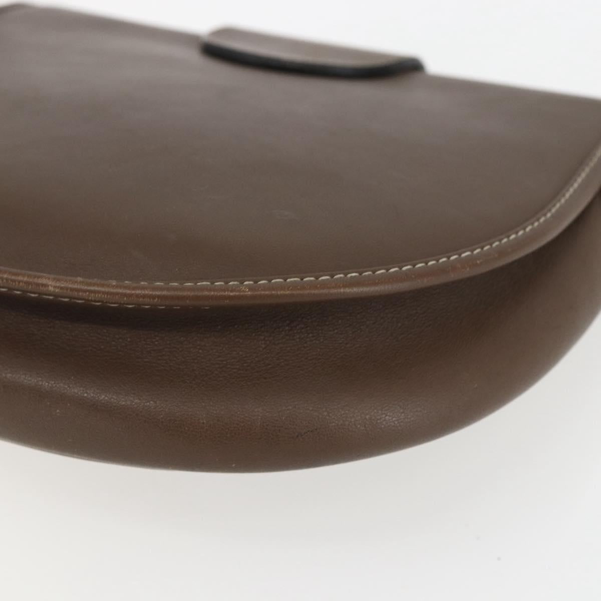 Christian Dior Shoulder Bag Leather Brown Gold Auth 151731