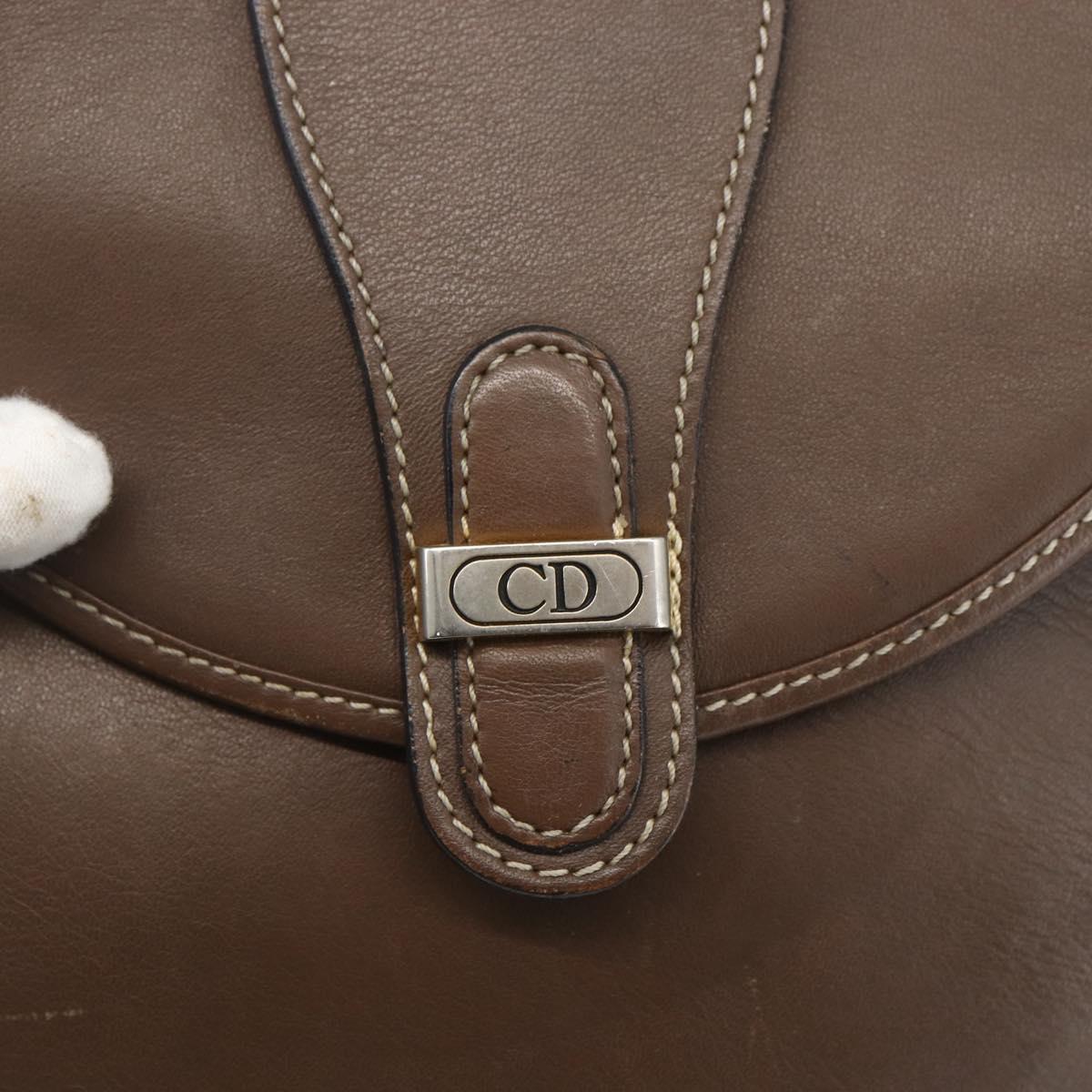 Christian Dior Shoulder Bag Leather Brown Gold Auth 151731