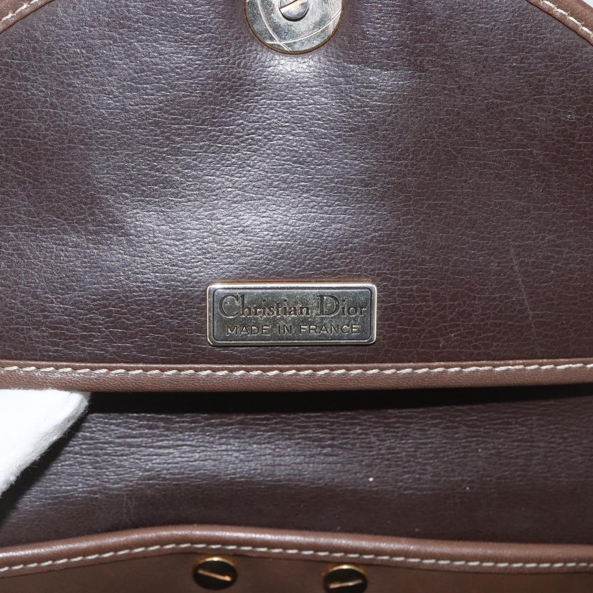 Christian Dior Shoulder Bag Leather Brown Gold Auth 151731
