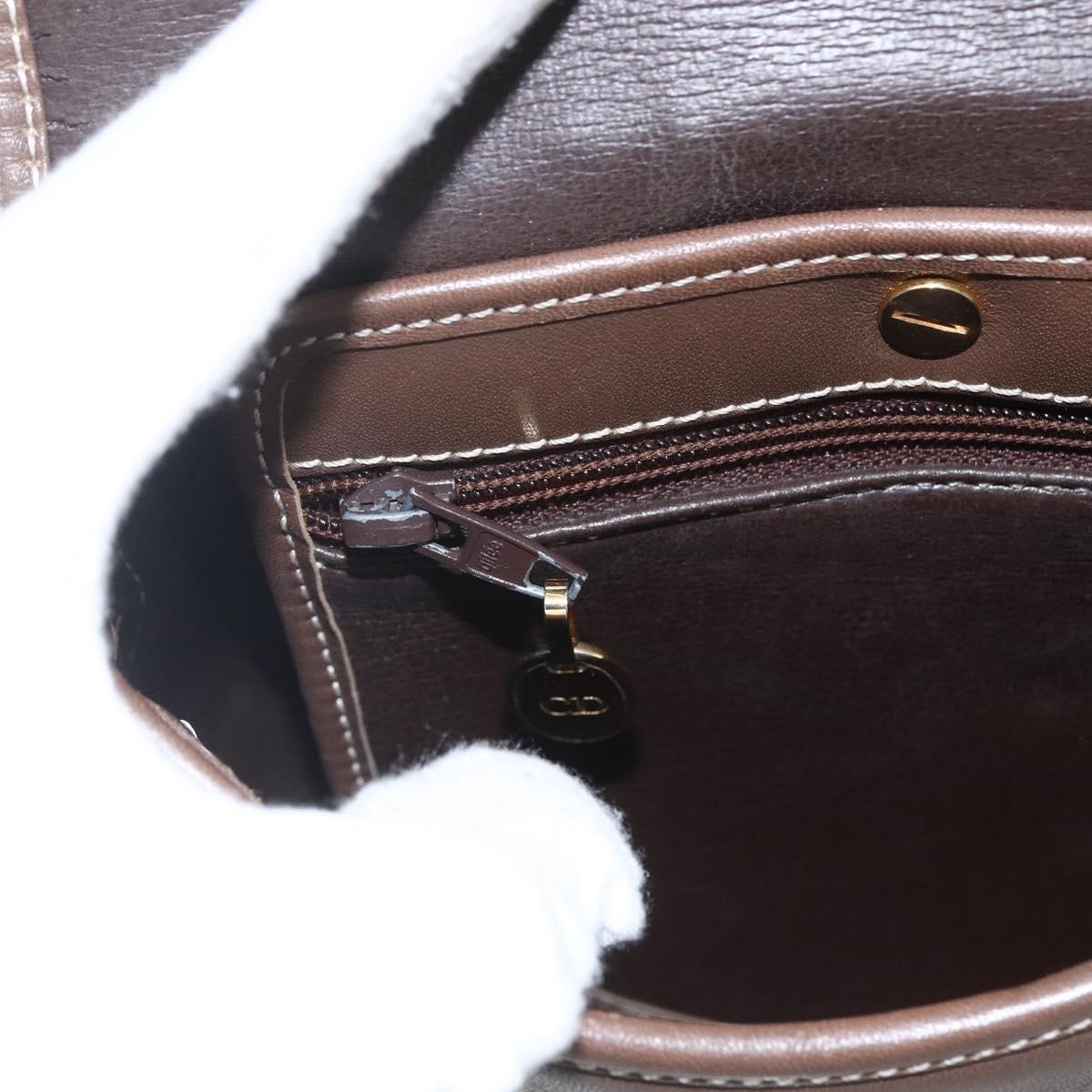 Christian Dior Shoulder Bag Leather Brown Gold Auth 151731