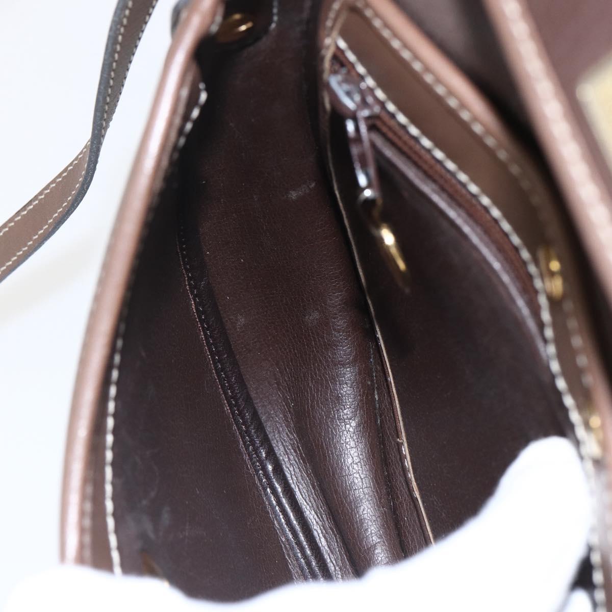 Christian Dior Shoulder Bag Leather Brown Gold Auth 151731