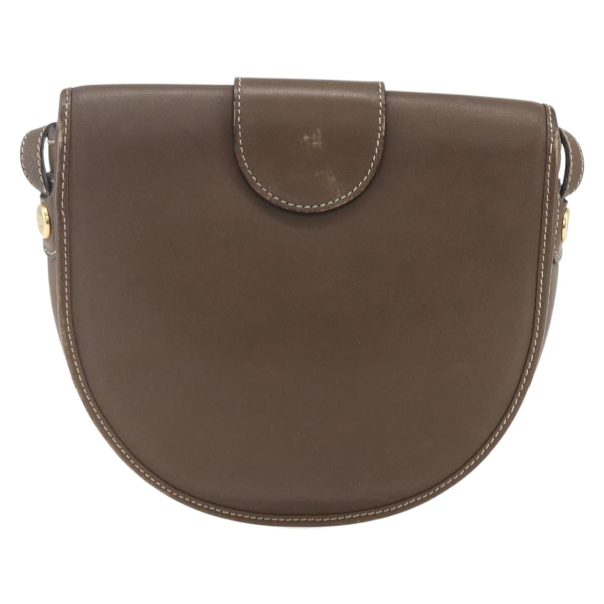 Christian Dior Shoulder Bag Leather Brown Gold Auth 151731