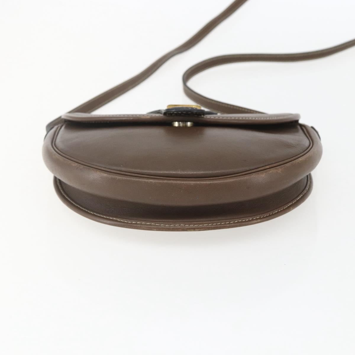 Christian Dior Shoulder Bag Leather Brown Gold Auth 151731