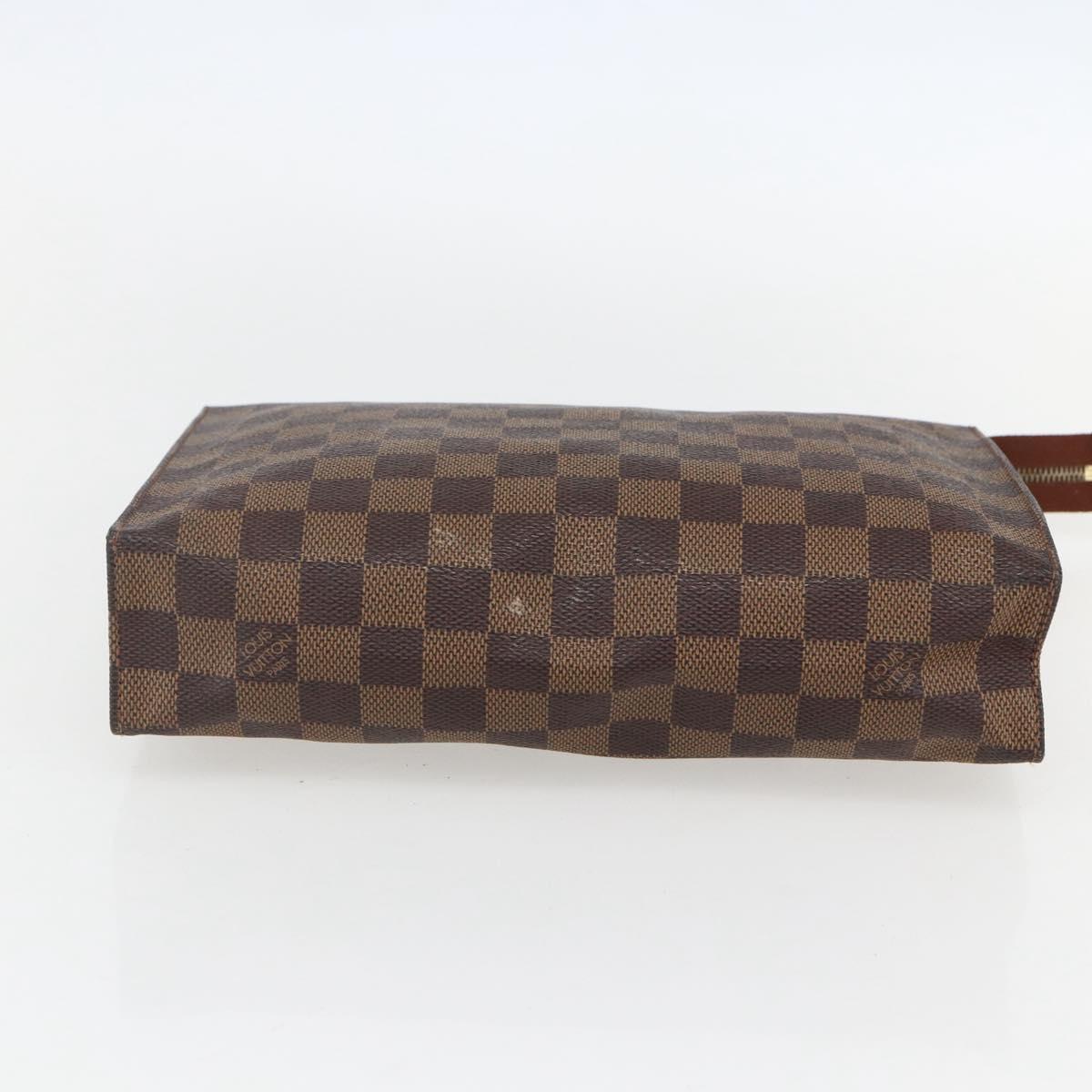 LOUIS VUITTON Damier Ebene Poche Toilette 26 Pouch N47543 LV Auth 151733