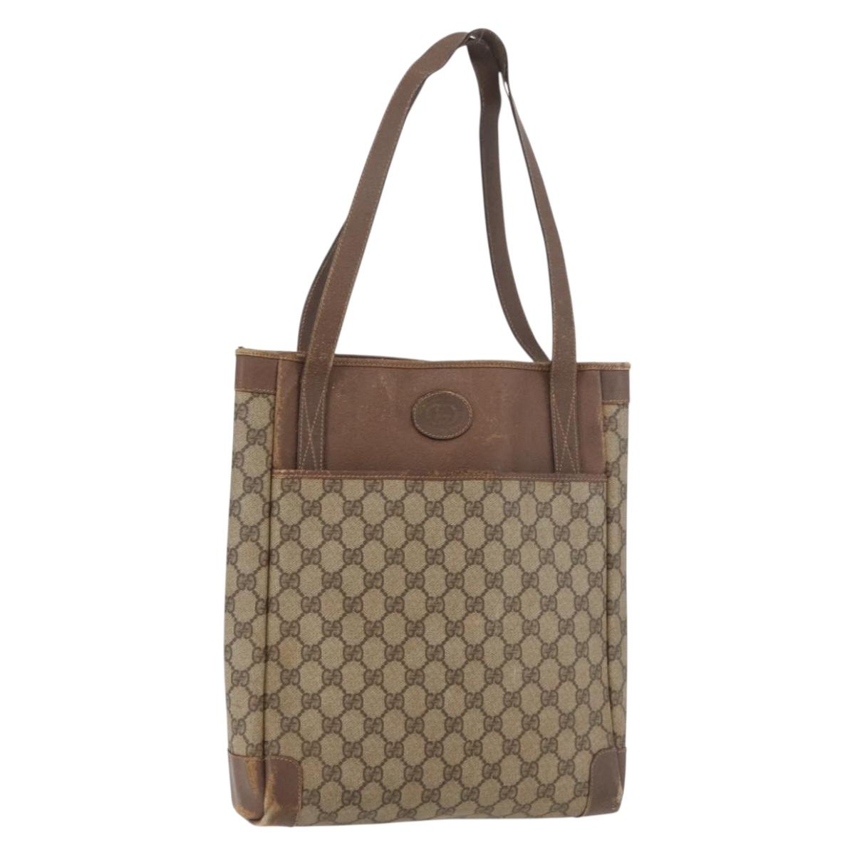 GUCCI GG Supreme Tote Bag PVC Beige Gold 002 123 0035 Auth 151735