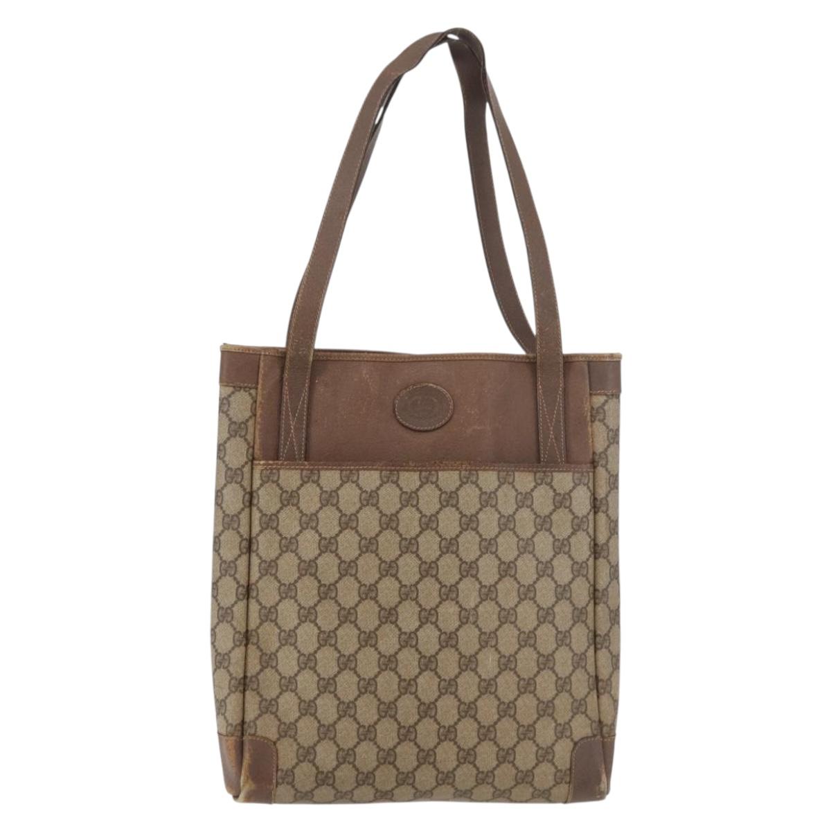 GUCCI GG Supreme Tote Bag PVC Beige Gold 002 123 0035 Auth 151735