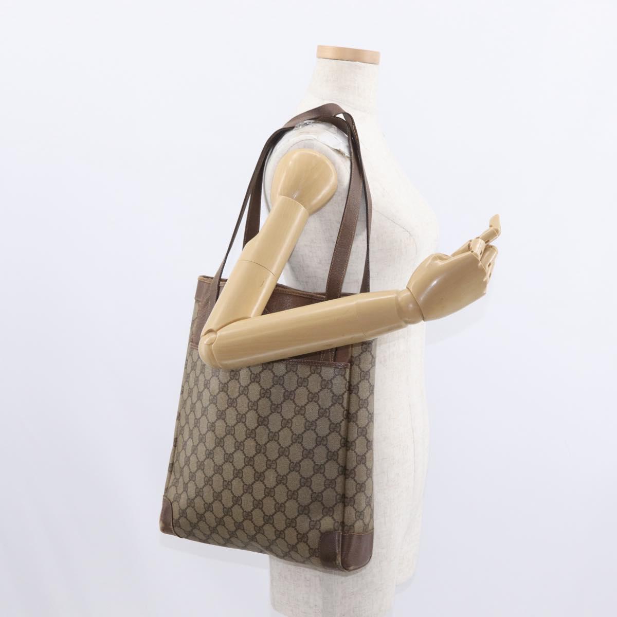 GUCCI GG Supreme Tote Bag PVC Beige Gold 002 123 0035 Auth 151735