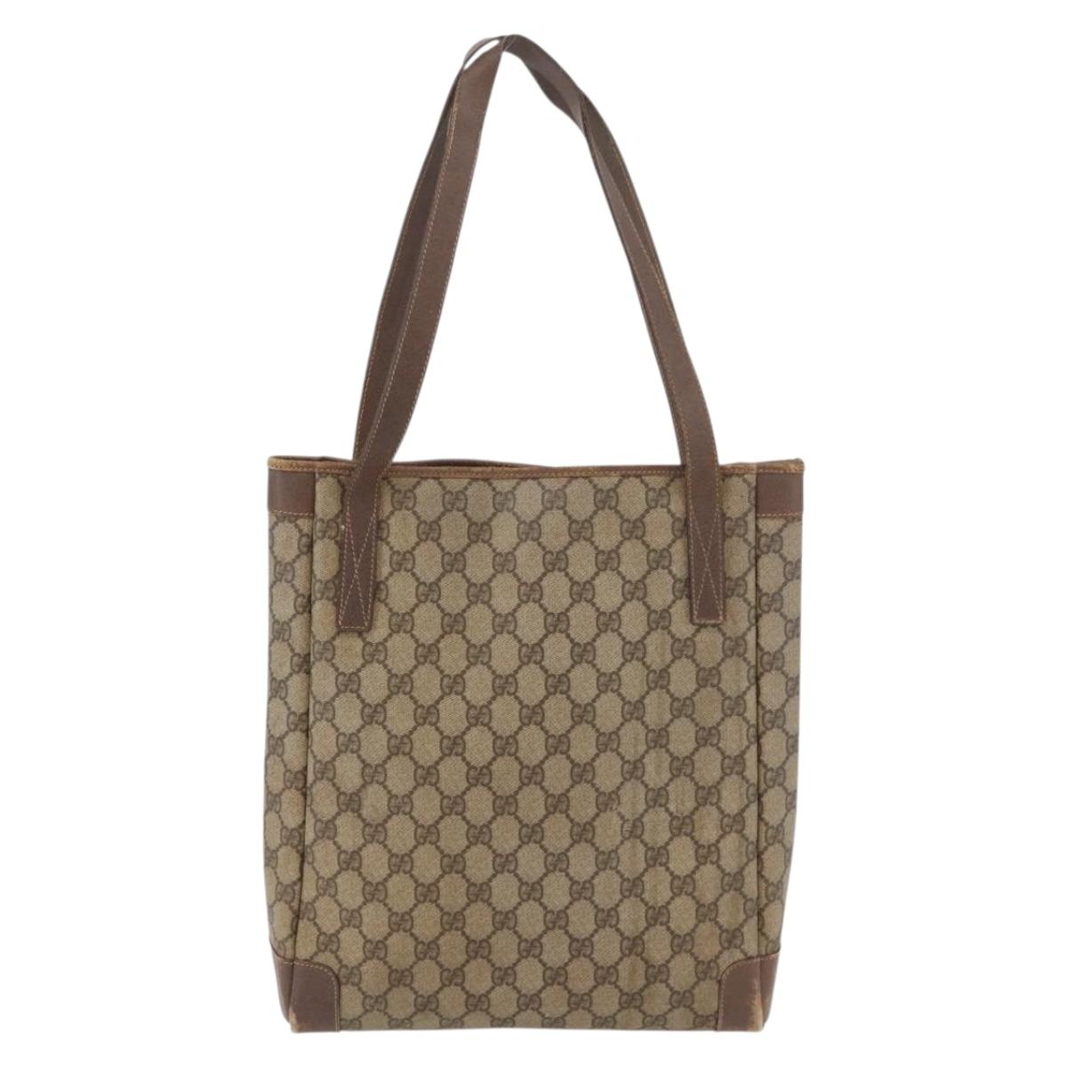 GUCCI GG Supreme Tote Bag PVC Beige Gold 002 123 0035 Auth 151735