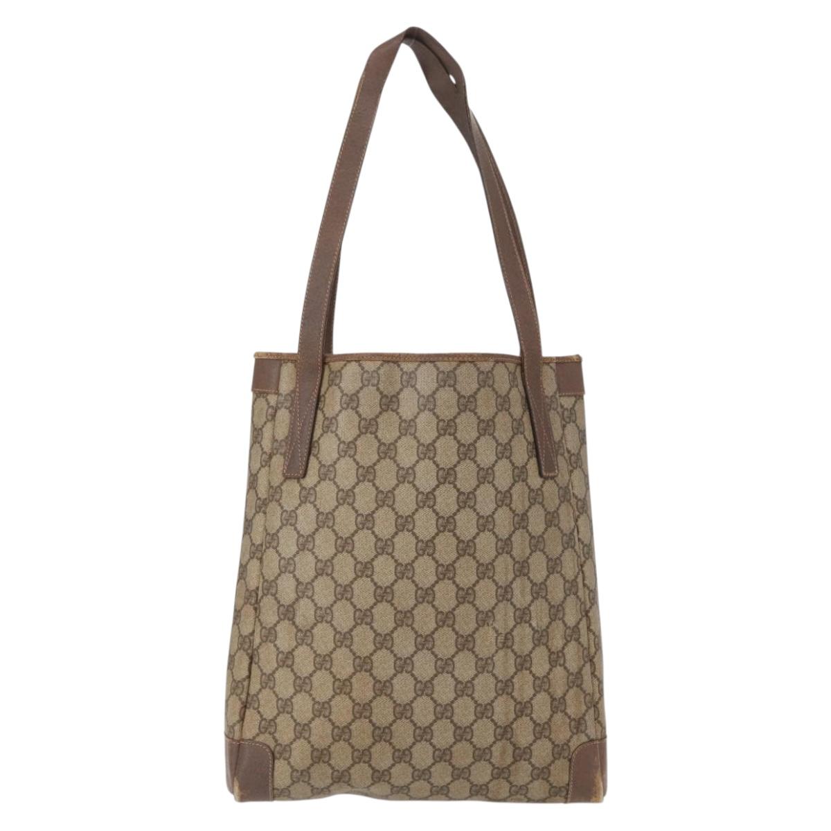 GUCCI GG Supreme Tote Bag PVC Beige Gold 002 123 0035 Auth 151735