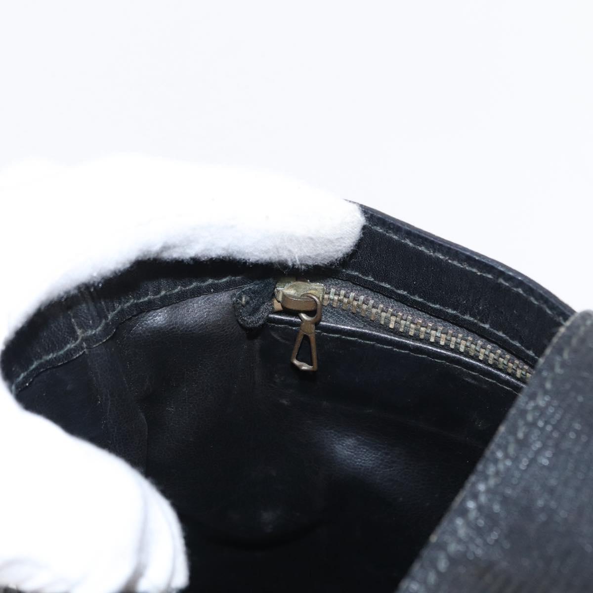 FENDI Zucchino Canvas Shoulder Bag Black Gold Auth 151737