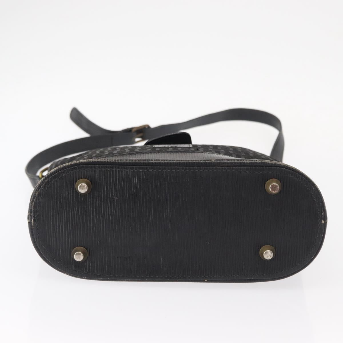 FENDI Zucchino Canvas Shoulder Bag Black Gold Auth 151737