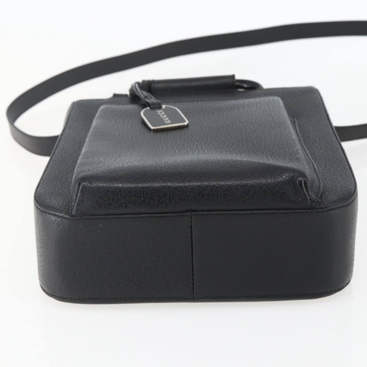 GUCCI Hand Bag Leather 2way Black Silver 002 1118 0463 Auth 151738